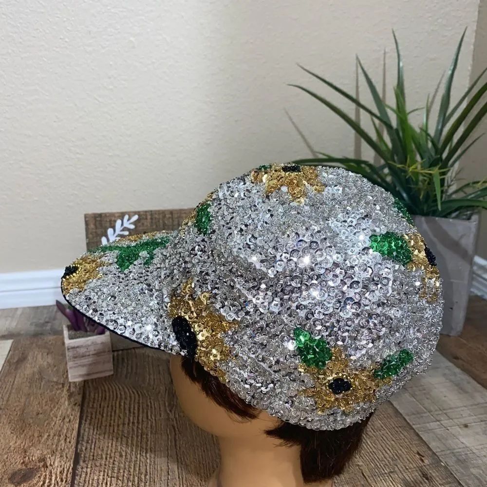 Sequin sunflower bling hat cap - Picture 6 of 7